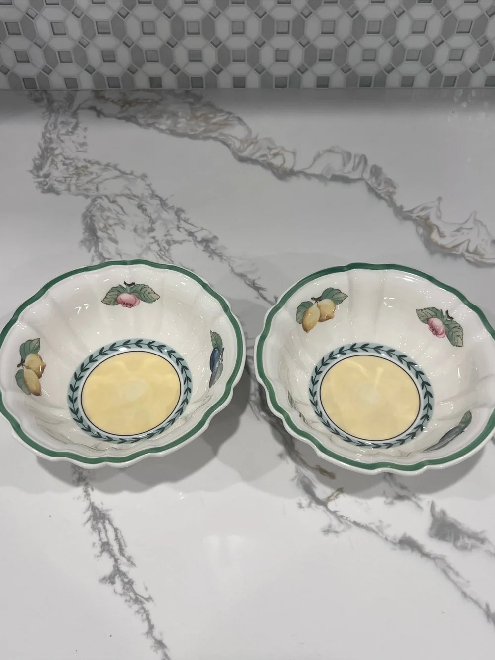 2 Villeroy & Boch Lot of 2 French Garden Fleurence Salad Cereal Bowls 7 1/4